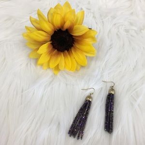 🔮 Plum Beaded Tassel Earrings 🔮